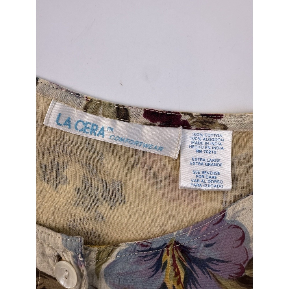 La Cera Comfortwear Dress Floral Cotton Short Sleeve Tiered Lightweight Women XL - Picture 7 of 12